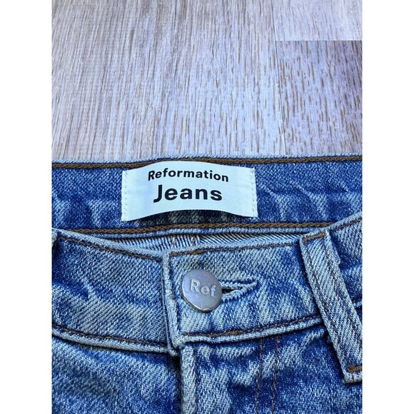 Reformation Stevie Ultra High Rise Straight Jeans Size 26 Medium Wash - Picture 3 of 7